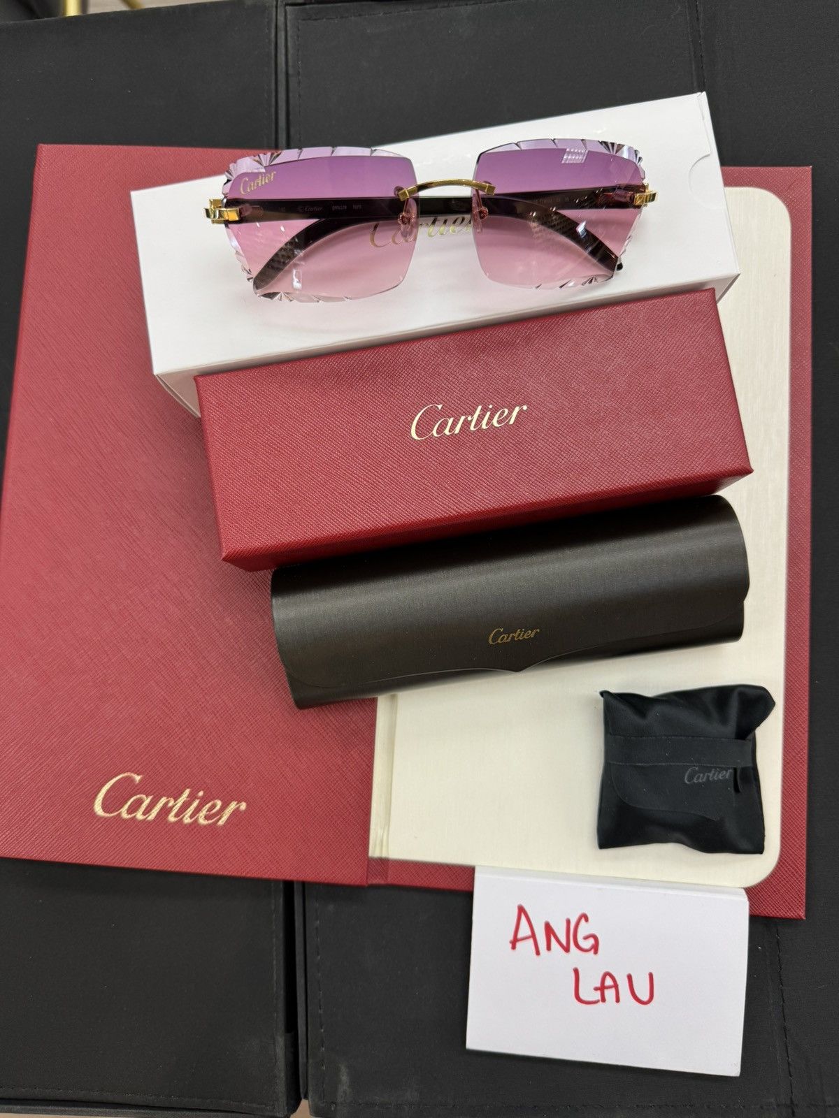 Cartier Cartier White Buffalo Horn Sunglasses Diamond Cut White Buff Size ONE SIZE - 2 Thumbnail
