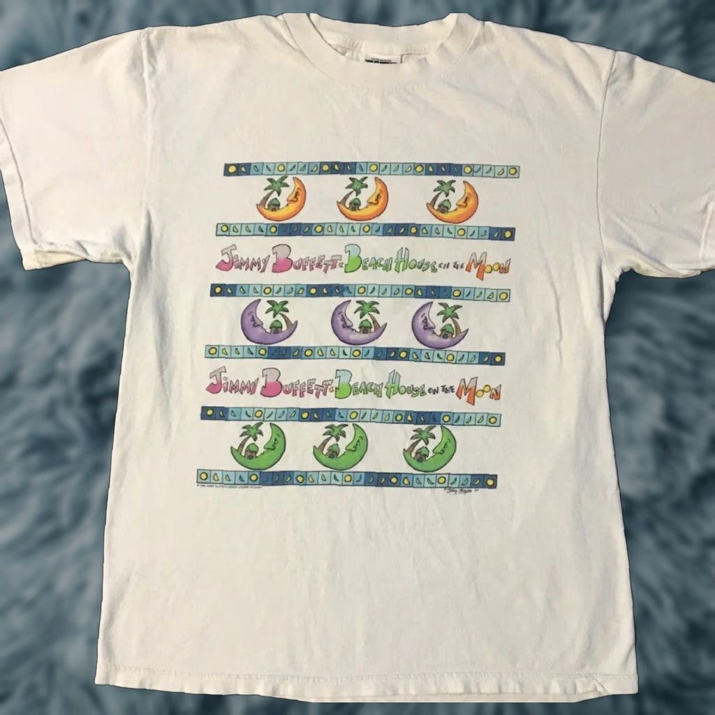 Vintage VINTAGE Jimmy Buffett Beach House On The Moon Faded Tour Shirt L Surf Rock Band Shirt Size US L / EU 52-54 / 3 - 1 Thumbnail