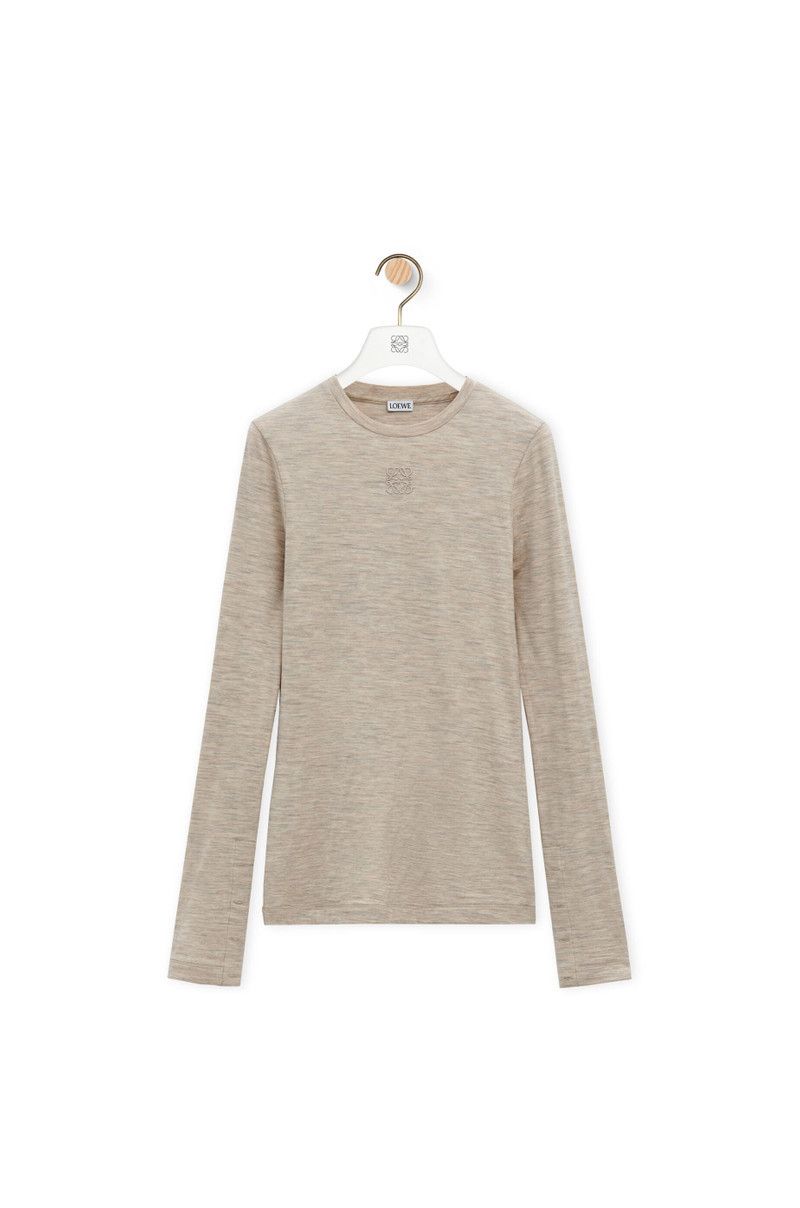 Loewe o1in1g0426 Long Sleeve Top in Stretch Wool in Multicolor Size XL / US 12-14 / IT 48-50 - 1 Thumbnail