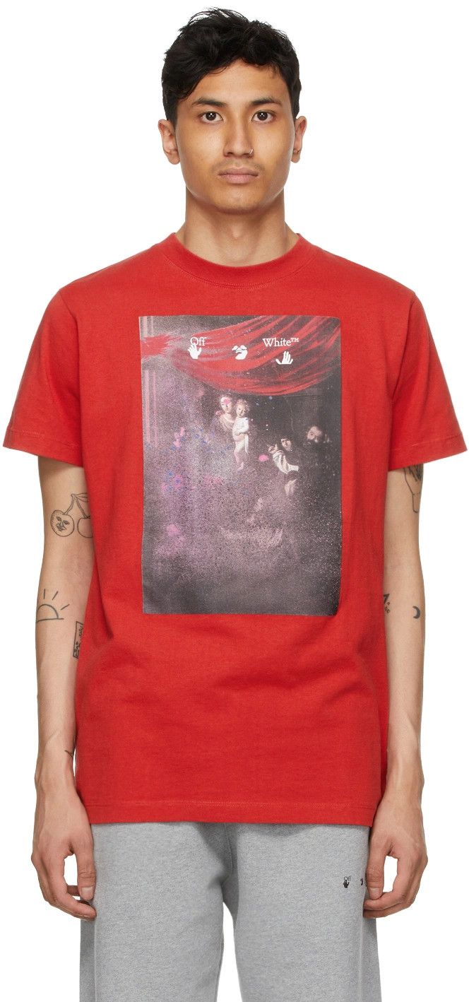 Off-White Red Sprayed Caravaggio Arrows T-Shirt Size US XL / EU 56 / 4 - 2 Thumbnail