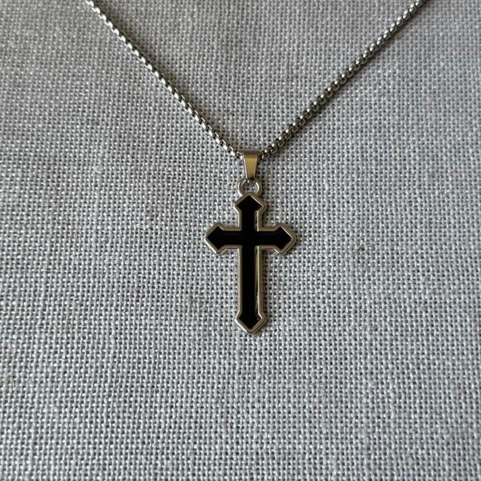 Other Silver and black cross necklace MENS1 Size ONE SIZE - 5 Thumbnail