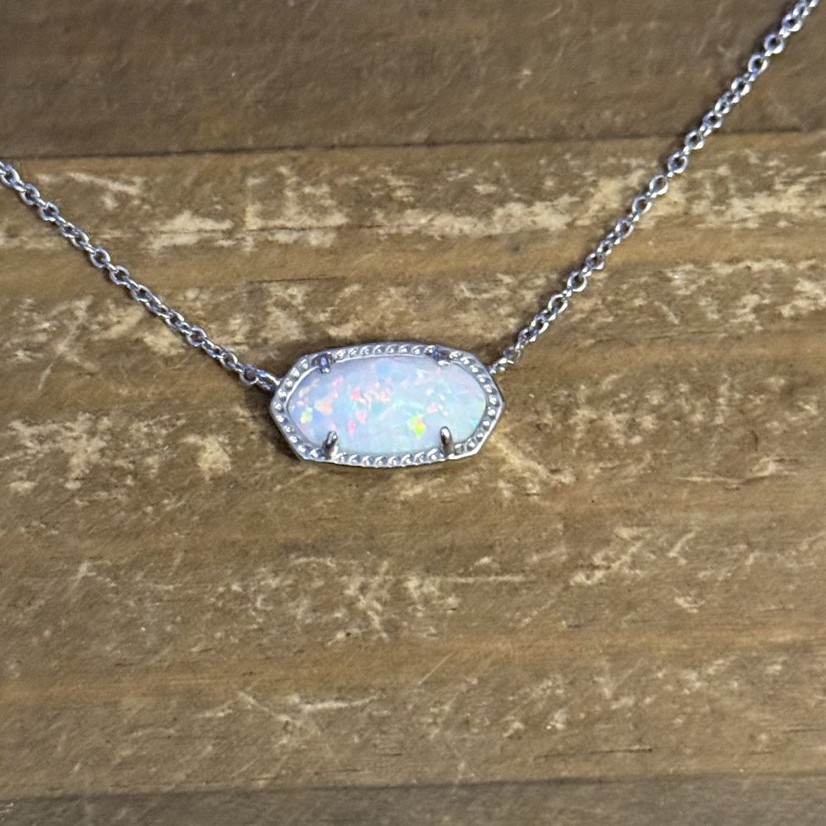 Kendra Scott Elisa silver lab grown opal necklace