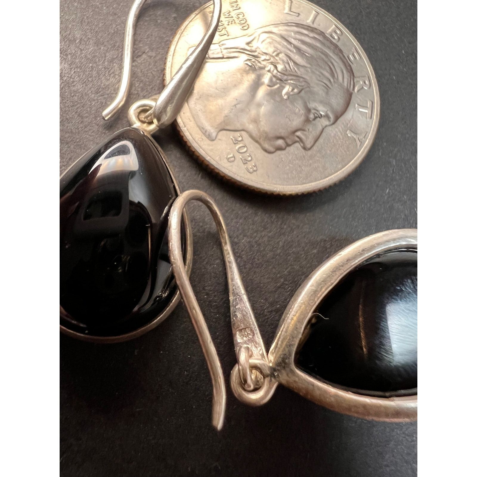 Other NEW Black onyx sterling silver teardrop earrings 8.12 grams Size ONE SIZE - 5 Thumbnail