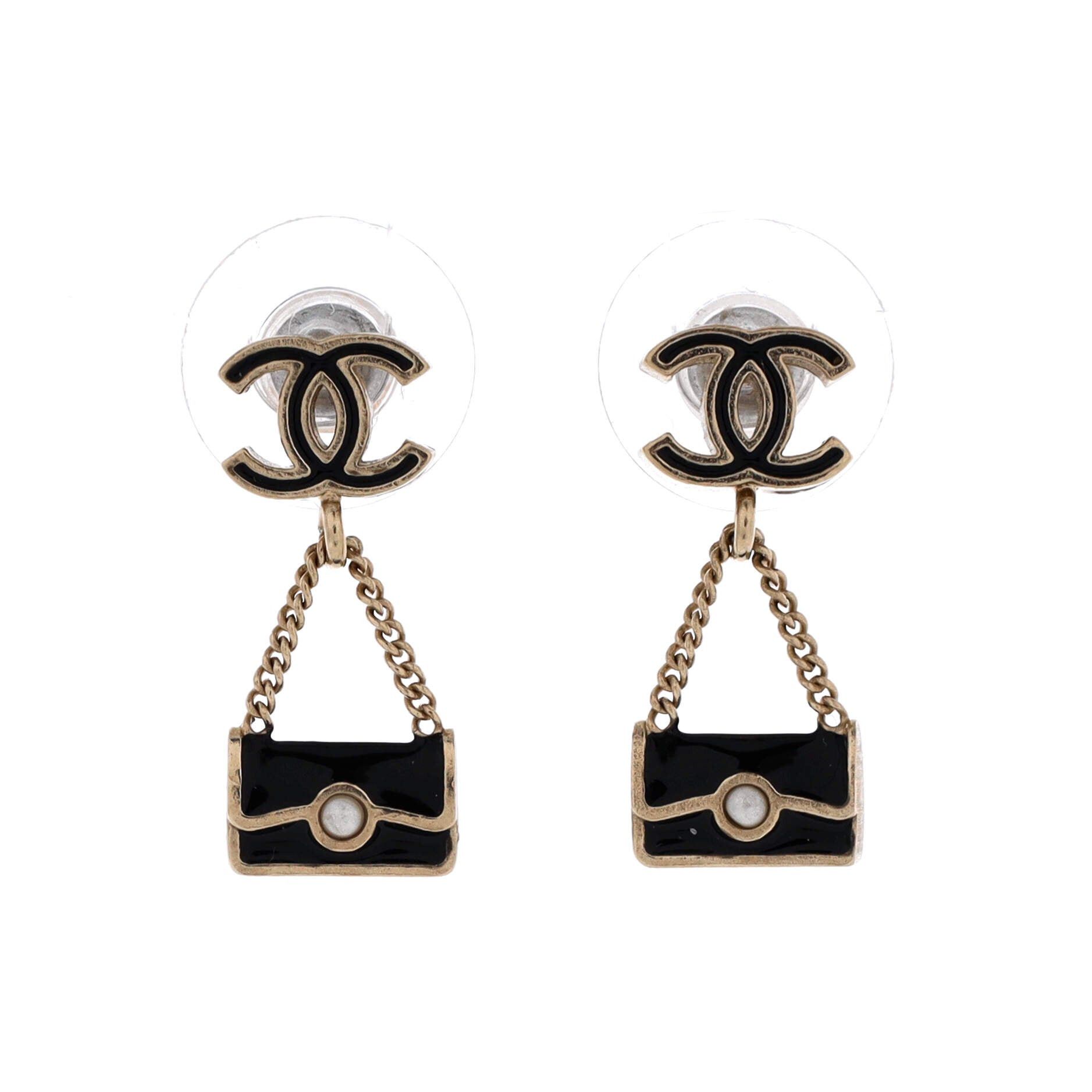 Chanel Dangling Flap Bag Stud Earrings Size ONE SIZE - 1 Thumbnail