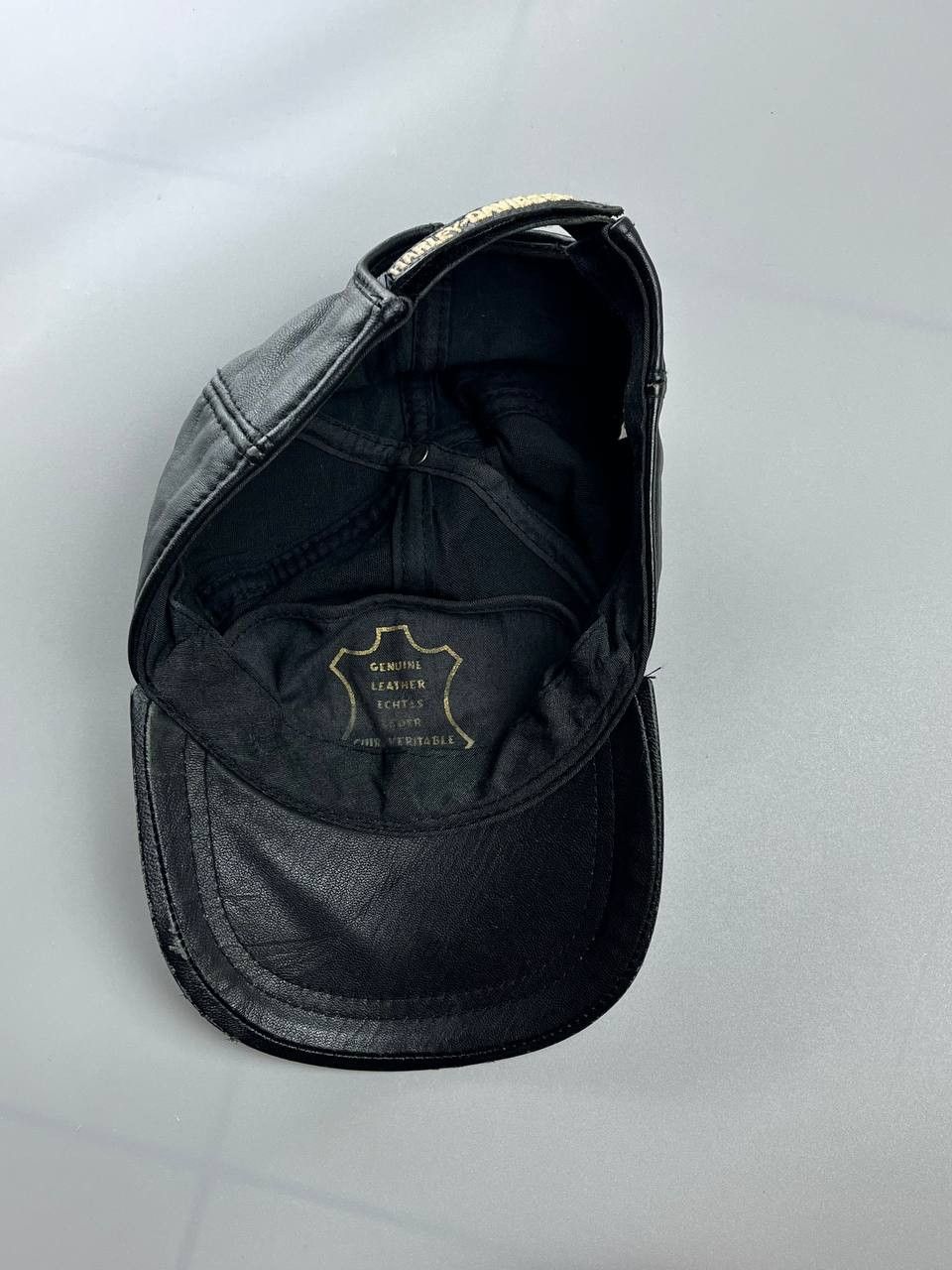 Harley Davidson × Vintage Rare Vintage Harley Davidson Leather Big Logo Cap Size ONE SIZE - 4 Thumbnail