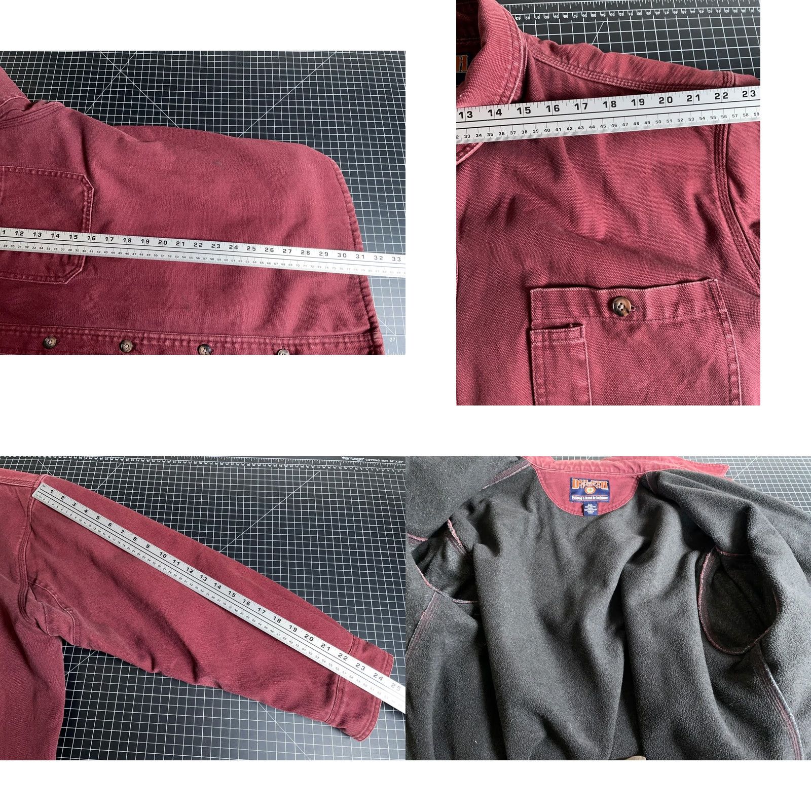 Vintage Duluth Jacket Fleece Lined Canvas Dark Red 2XL - Heavyweight, Workwear, Mens, Button Front, Short Length, Cotton/Polyester, Pockets, Regular Fit Size US XXL / EU 58 / 5 - 8 Thumbnail