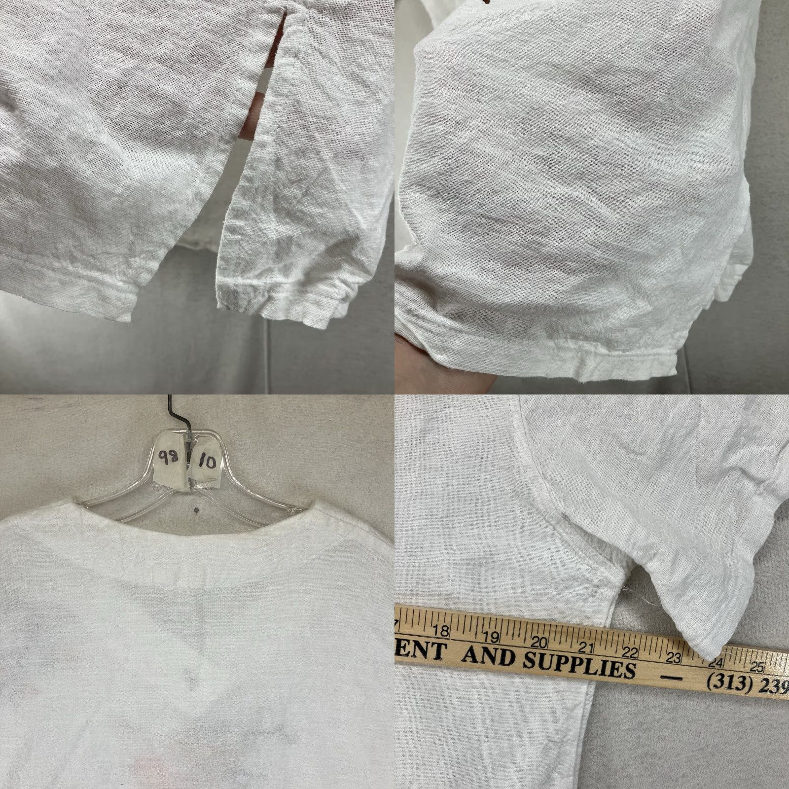 Vintage Pha Thai Shirt Women's Cotton White V-Neck Embroidered Golden Roses Peacock Casual Short Sleeve L Relaxed Regular Size Large Size L / US 10 / IT 46 - 10 Thumbnail