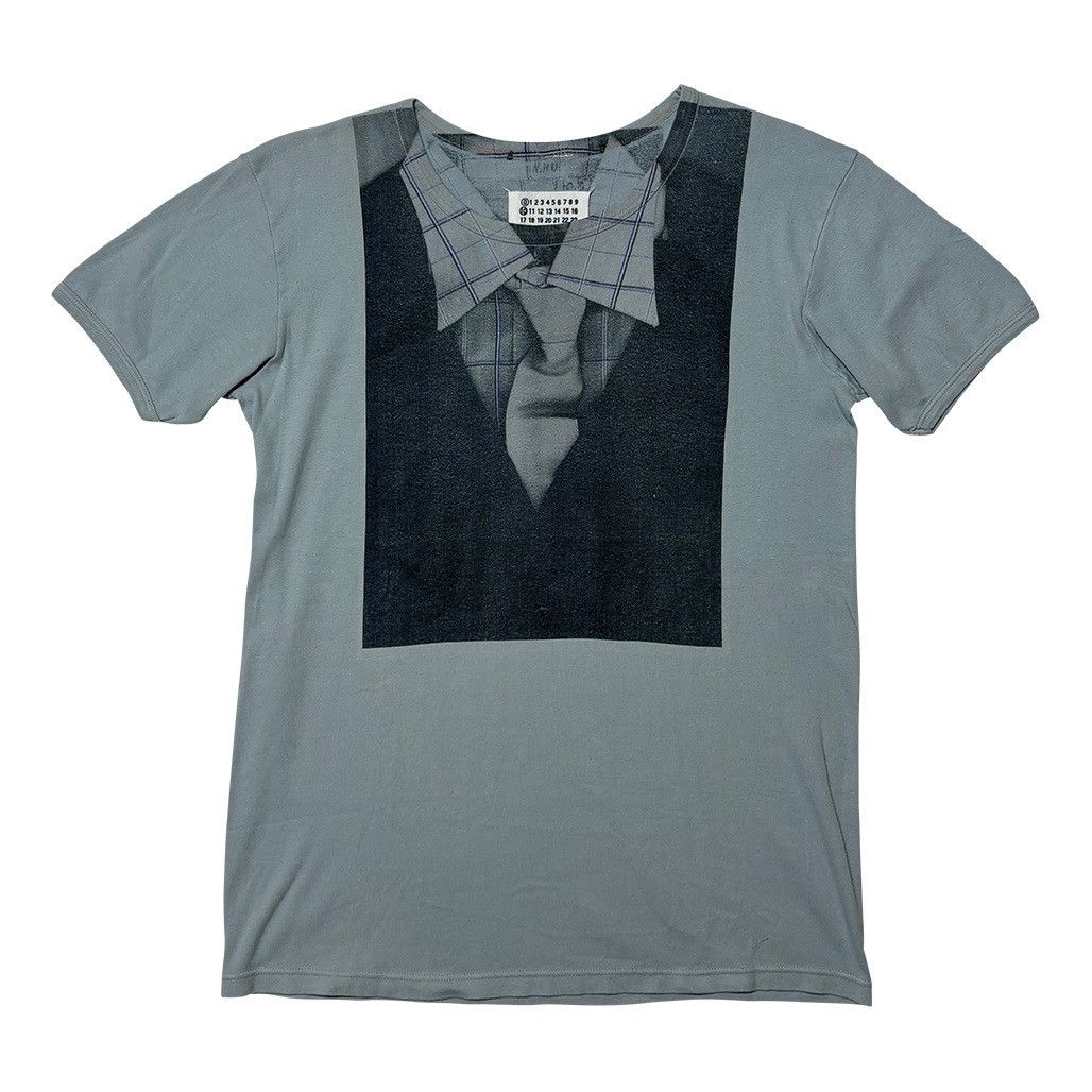 Pre-owned Maison Margiela Shirt And Tie Tee In Blue