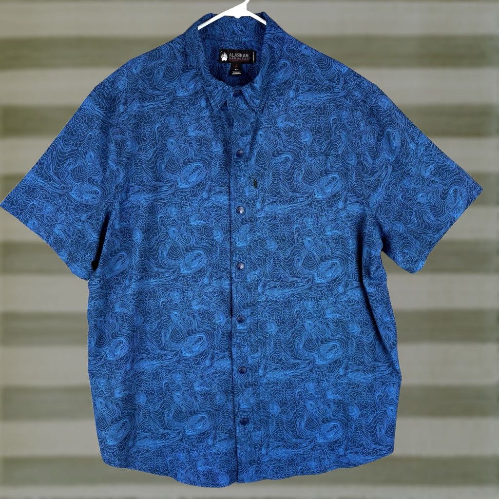 Gloverall Alaskan Hardgear Shirt Mens XL Blue Paisley All Over Print Short Sleeve Size US XL / EU 56 / 4 - 1 Thumbnail