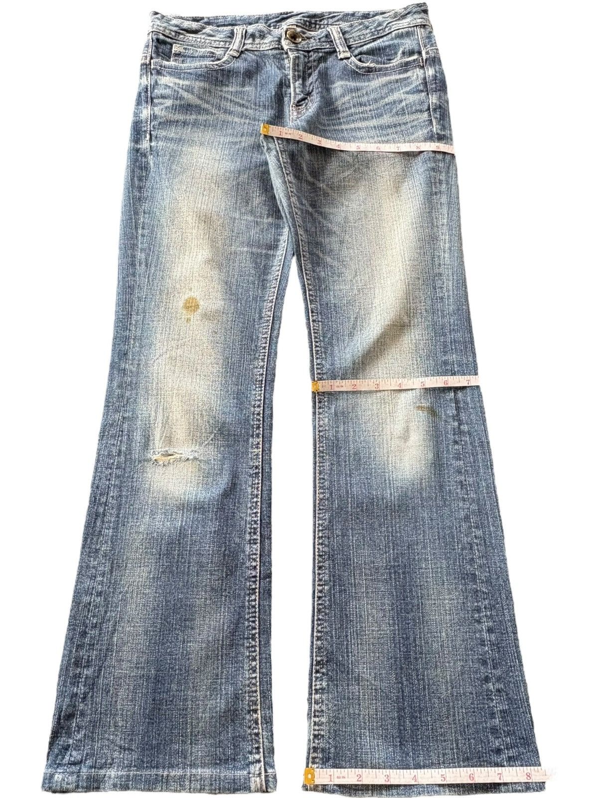 Hysteric Glamour Vintage Japanese Brand Mud Wash Distress Flare Jeans Size 30" / US 8 / IT 44 - 8 Thumbnail