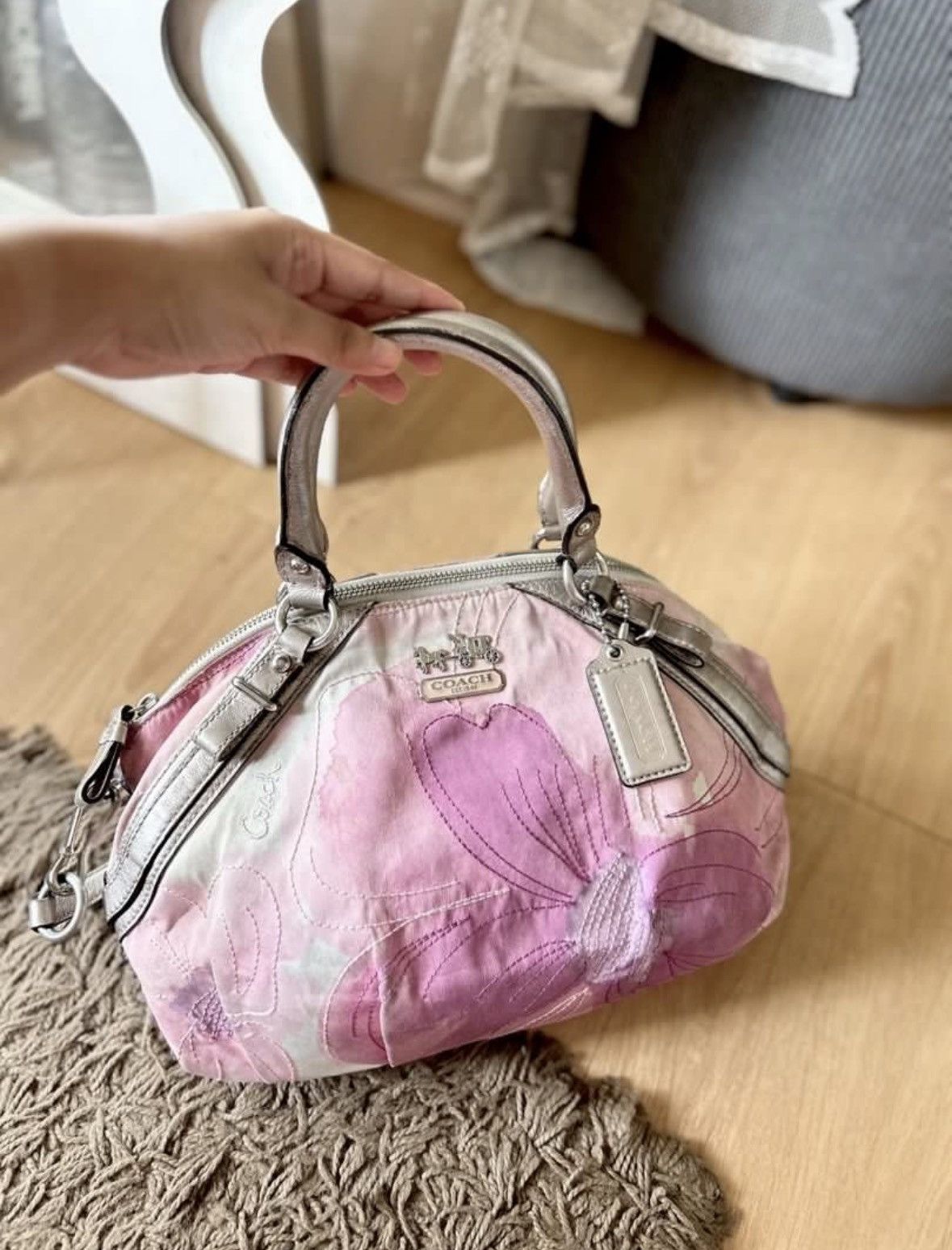 Coach Coach Satin Floral Satchel Bag | Y2K Era | Pink Purple | Grailed