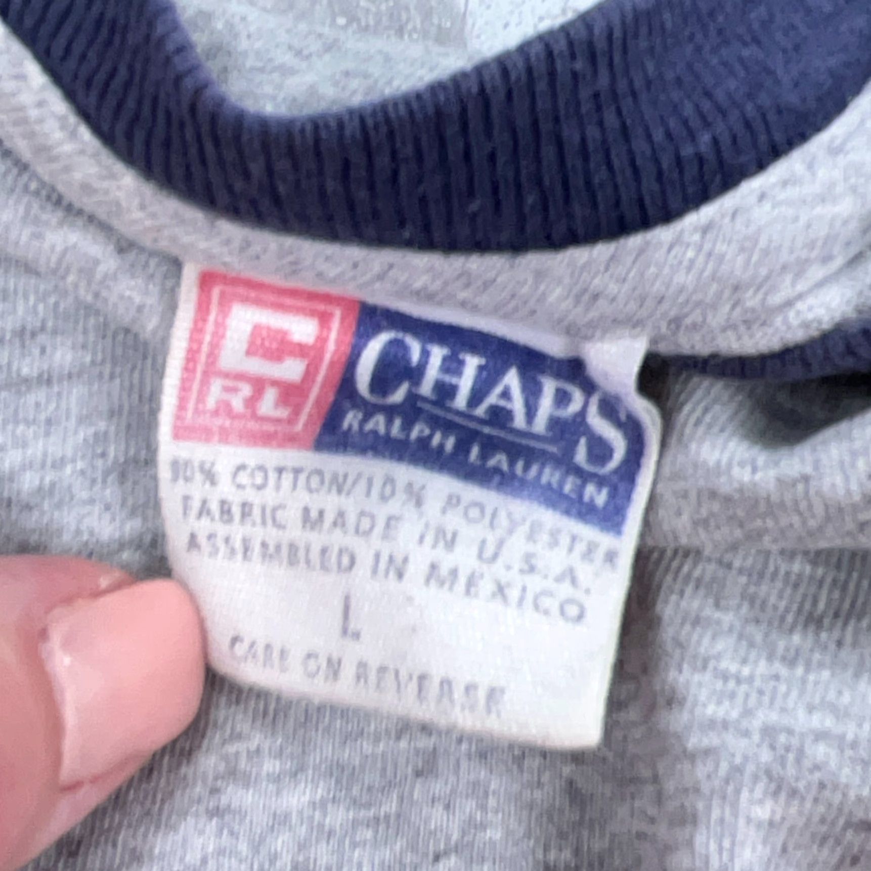 Chaps VINTAGE Chaps Ralph Lauren Shirt Men L Gray Red Tee Ringer Spell Out 90s Y2K Shirt Mens Size US L / EU 52-54 / 3 - 3 Thumbnail