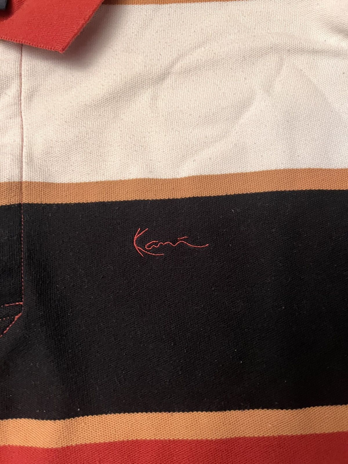 Karl Kani × Vintage Kani Gold Striped Collared Polo Red and Black Mens Size XL Size US XL / EU 56 / 4 - 3 Thumbnail