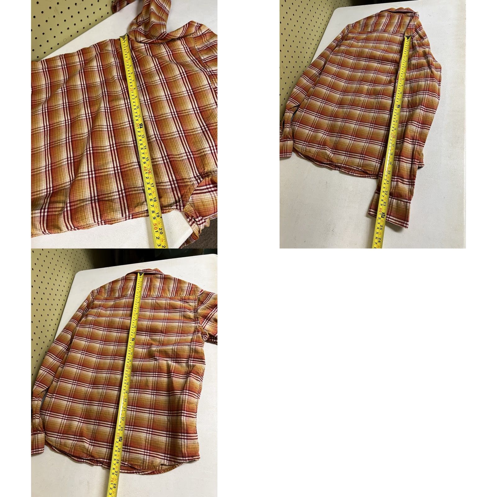 Vintage Rough Stock WOMEN'S Western Snap Shirt M Orange Slim Plaid Long Sleeve Button-Up with Pockets Vintage: No Size M / US 6-8 / IT 42-44 - 8 Thumbnail