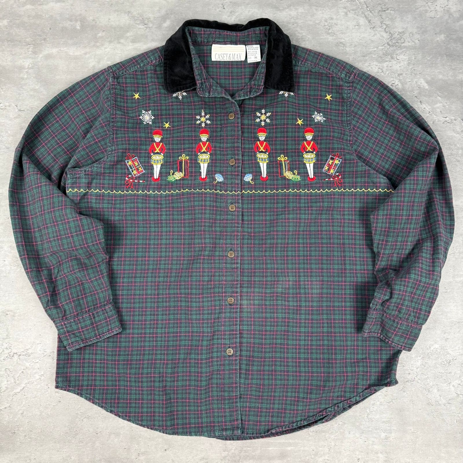 Vintage Vintage Christmas Nutcrackers Casey & Max Flannel Shirt Size XL / US 12-14 / IT 48-50 - 1 Thumbnail
