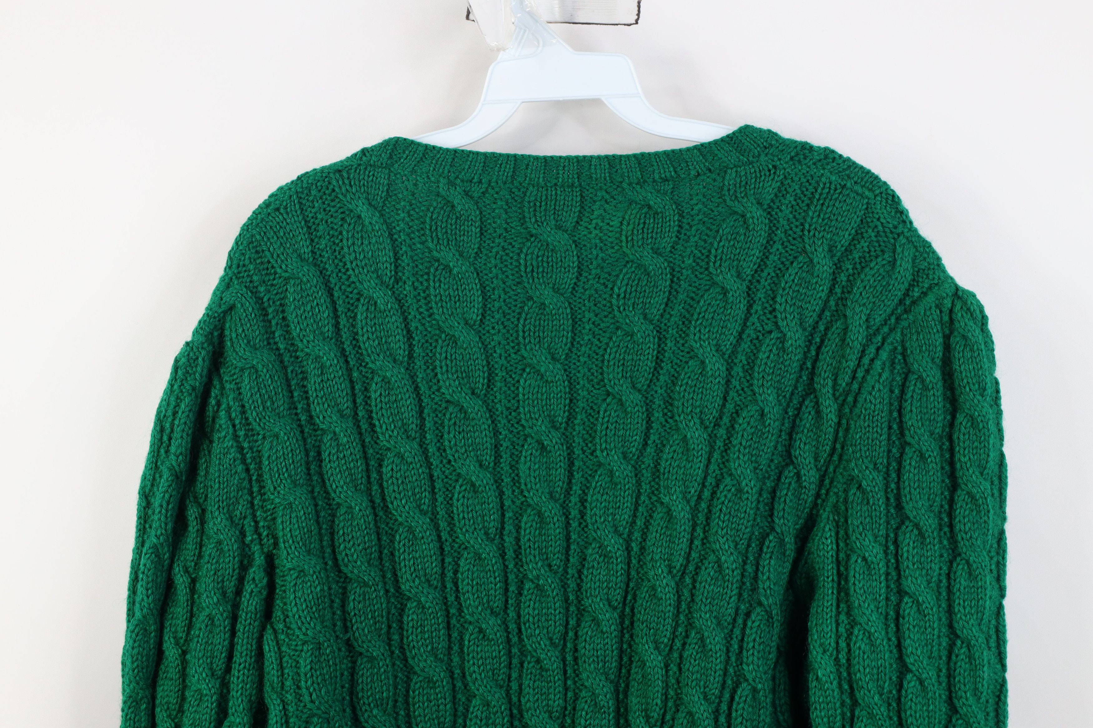 Vintage Vintage 60s Cable Knit Fisherman Open Cardigan Sweater Green Size M / US 6-8 / IT 42-44 - 9 Thumbnail