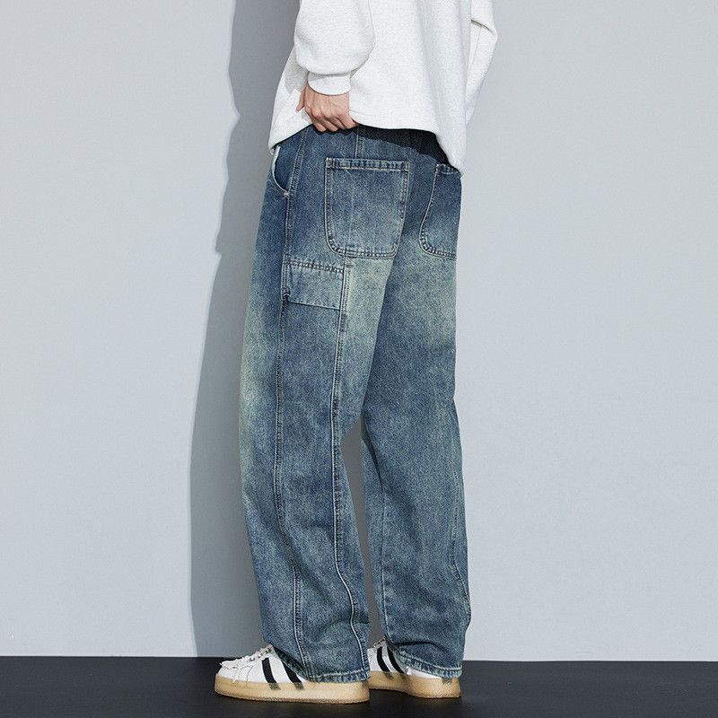Japanese Brand Retro men's hip-hop washed loose flared jeans Size US 32 / EU 48 - 5 Thumbnail