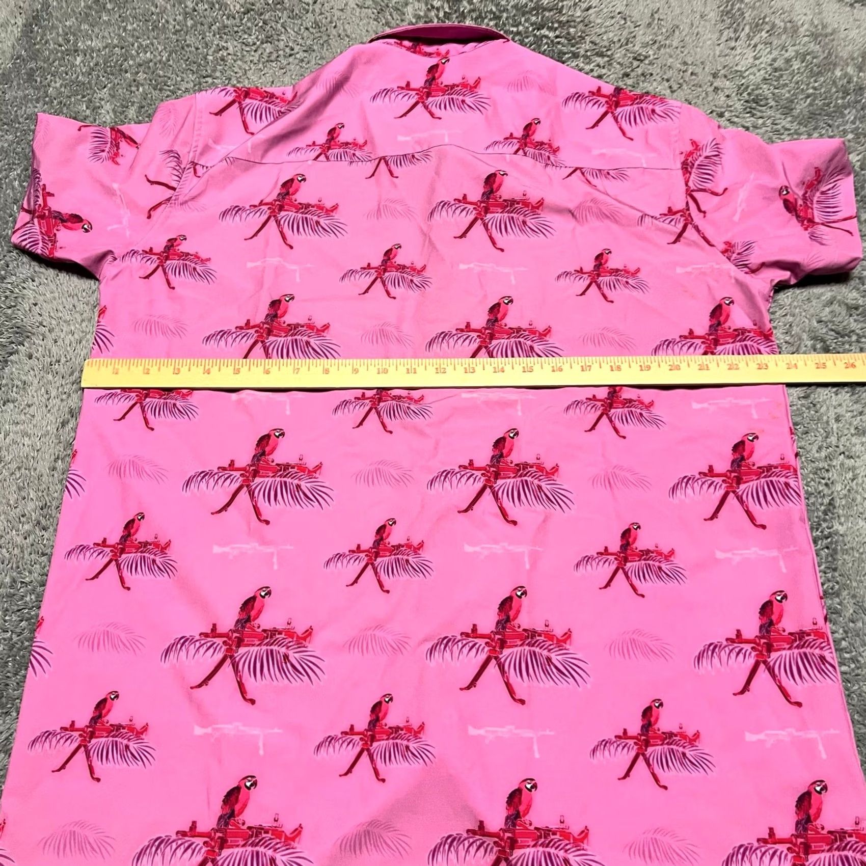 Etro Retro Rifle Saws And Macaws Shirt Mens XL Pink Hawaiian Performance Button Up Size US XL / EU 56 / 4 - 4 Thumbnail