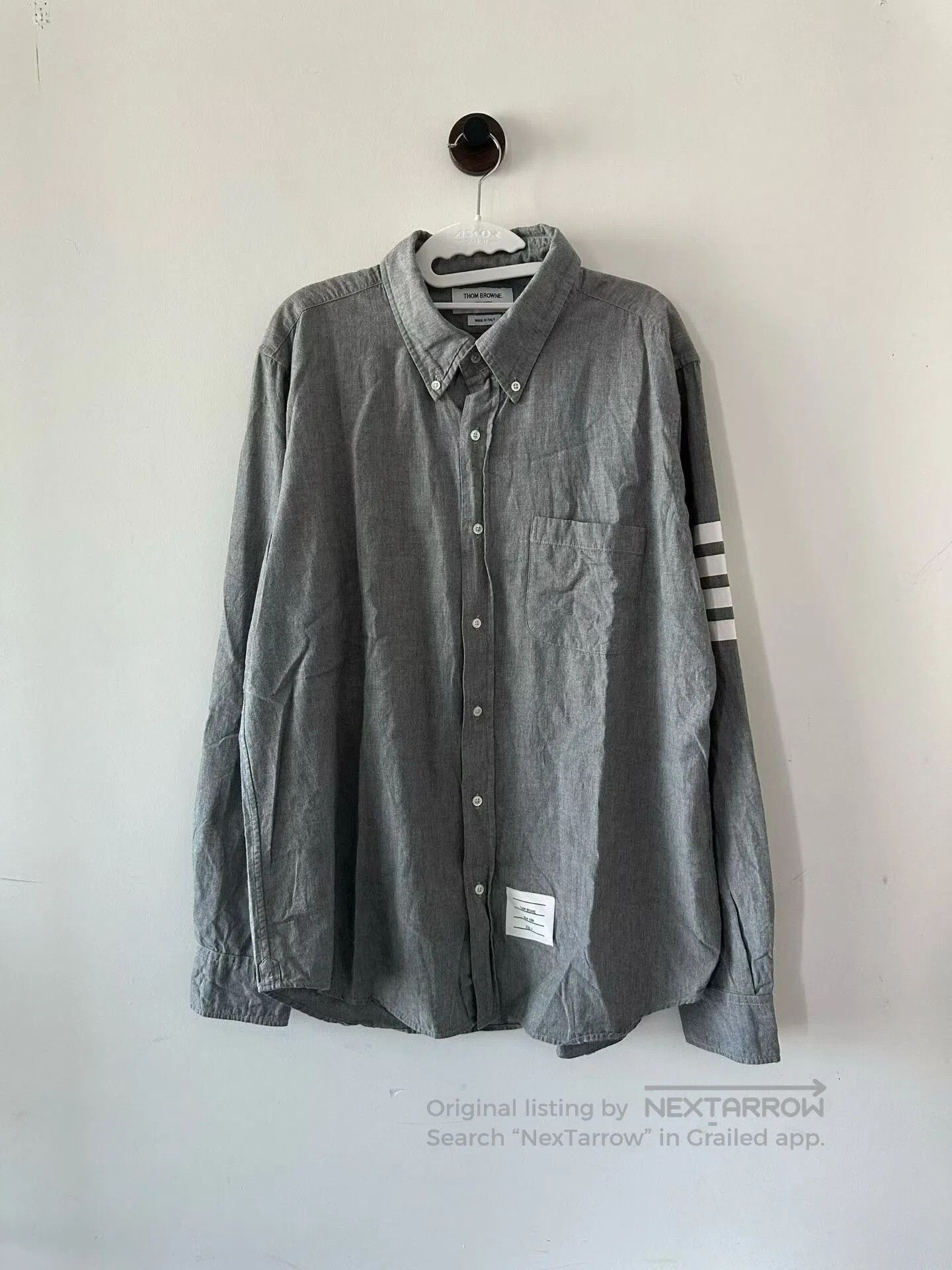 Thom Browne Thom Browne Gray Sleeve Logo Shirt. Size US XL / EU 56 / 4 - 1 Thumbnail
