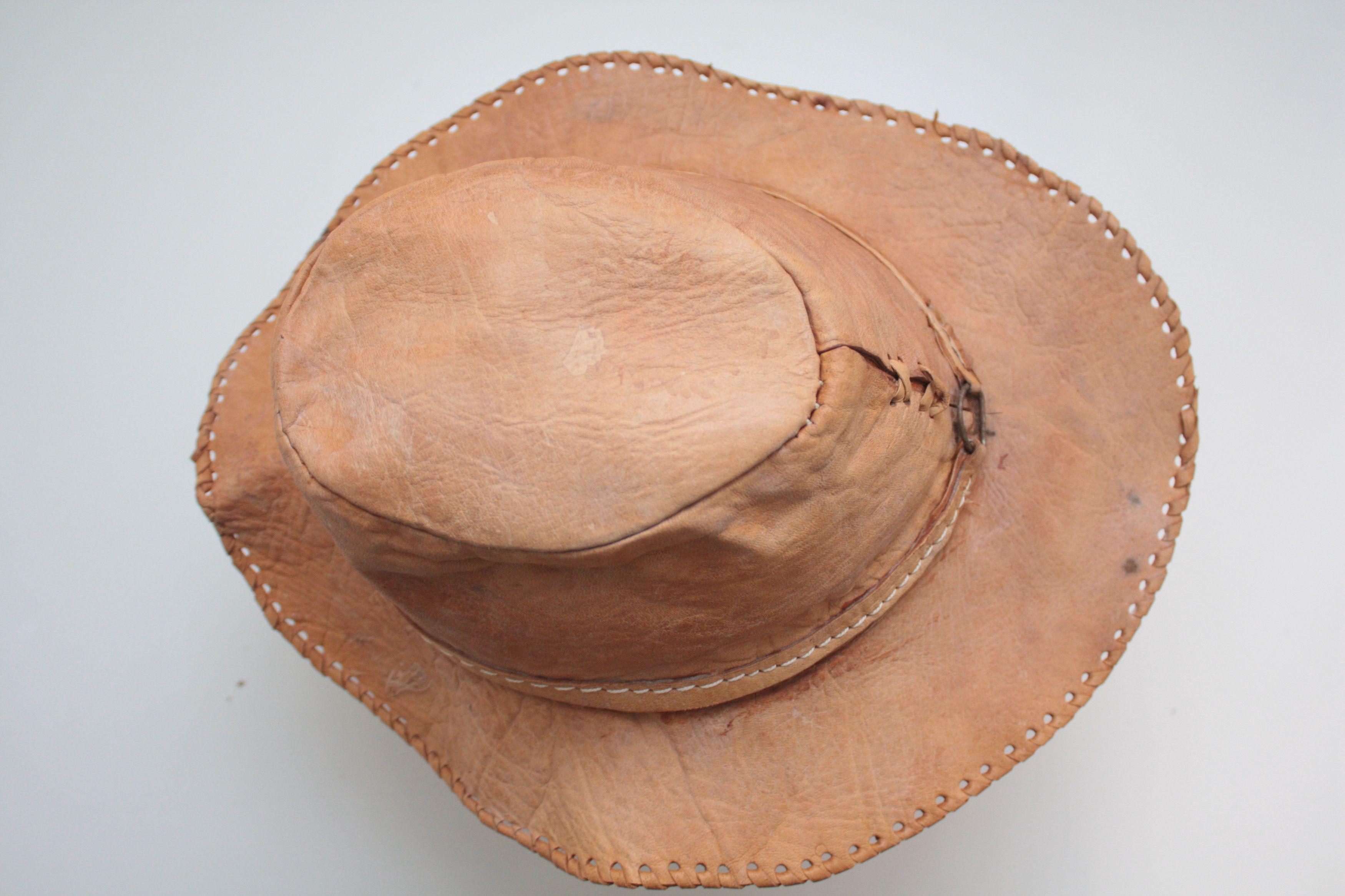 Cowboy Equipment Vintage Western CowBoy Leather Hat Size ONE SIZE - 3 Thumbnail