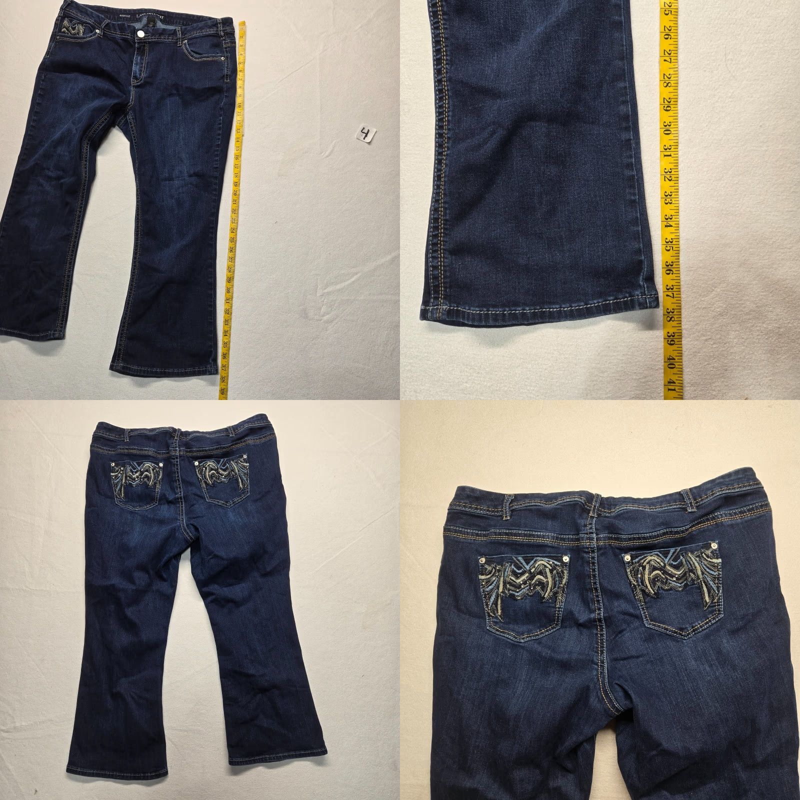 Vintage Lane Bryant Jeans Women Size 24P Blue Slim Boot Straight Genius Fit 5 Pockets Size 42" / US 20 - 8 Thumbnail