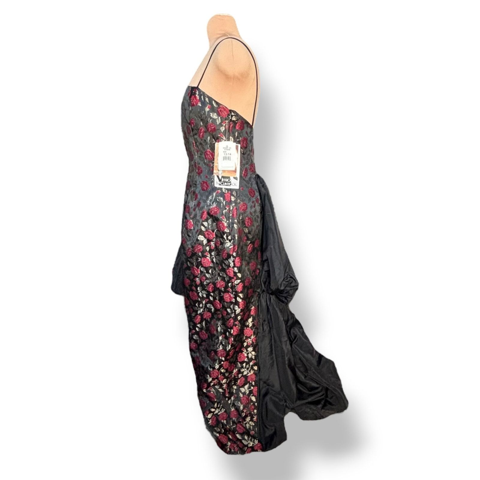 Jessica McClintock Jessica McClintock Gunne Sax Rose Brocade Gown Black Red Size M / US 6-8 / IT 42-44 - 4 Thumbnail