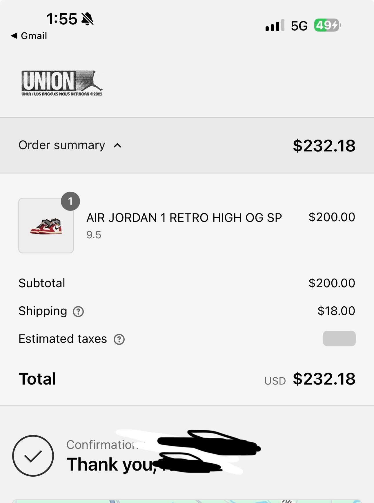 Jordan Brand × Nike × Union LA Union LA Chicago Shadow Jordan 1 Retro High OG Size US 9.5 / EU 42-43 - 8 Thumbnail