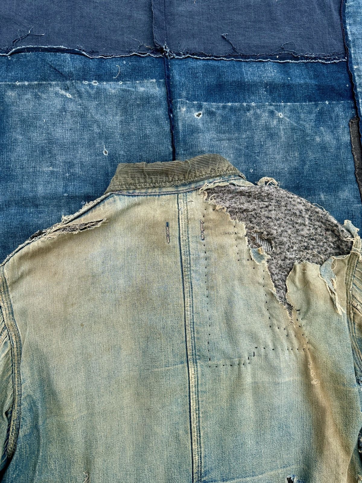 Vintage Trashed 40s-50s zombie blanket denim distressed chore jkt Size US L / EU 52-54 / 3 - 5 Thumbnail