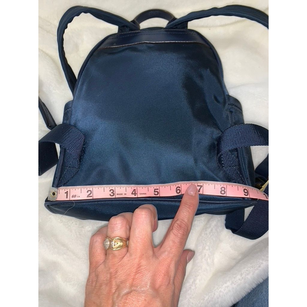 Michael Kors Michael Kors Navy Backpack with Gold Hardware & Logo Plaque Size ONE SIZE - 8 Thumbnail