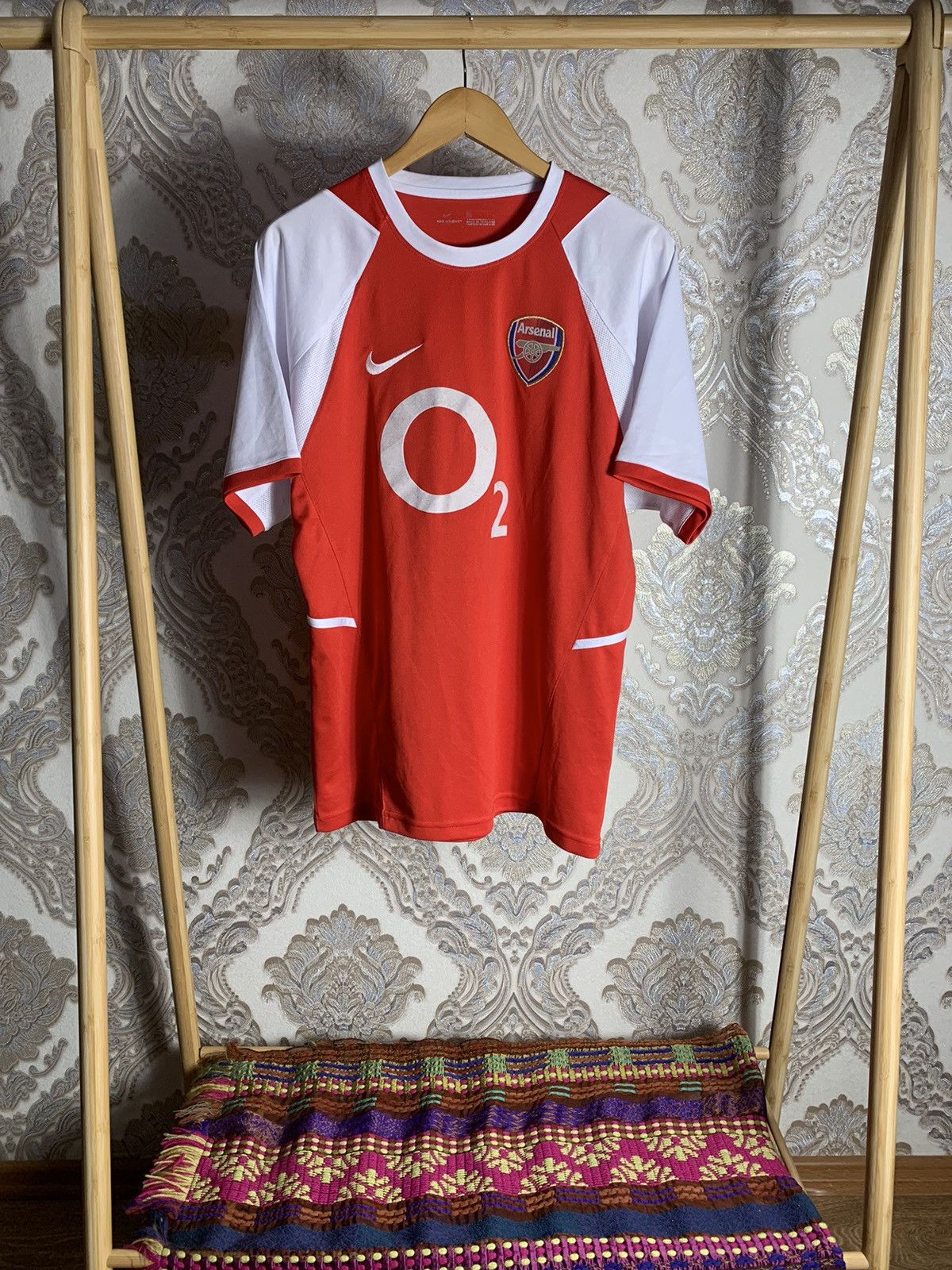 Pre-owned Soccer Jersey X Vintage Nike Arsenal London Soccer Jersey O2 Henry Y2k Drill In Red