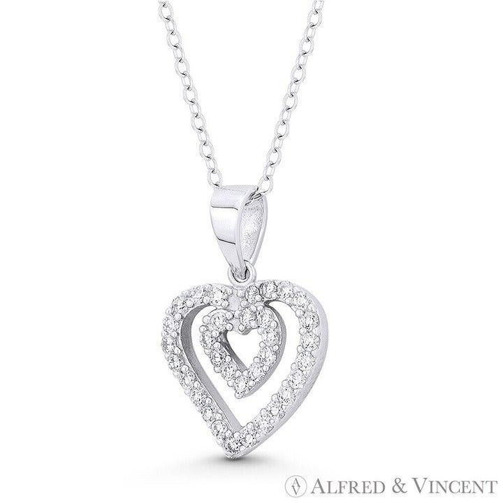 Other Double-Heart CZ Crystal Pave 23x15mm Pendant Size ONE SIZE - 1 Preview
