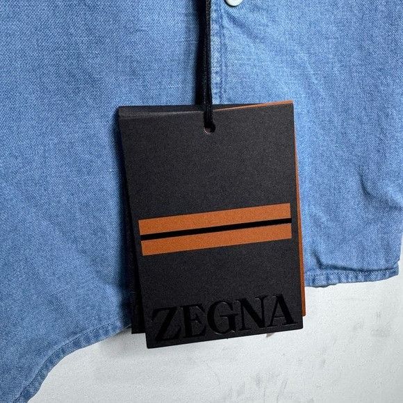 Ermenegildo Zegna Zegna Bleached Button-Up Denim Shirt Blue Men’s XL Size US XL / EU 56 / 4 - 7 Thumbnail