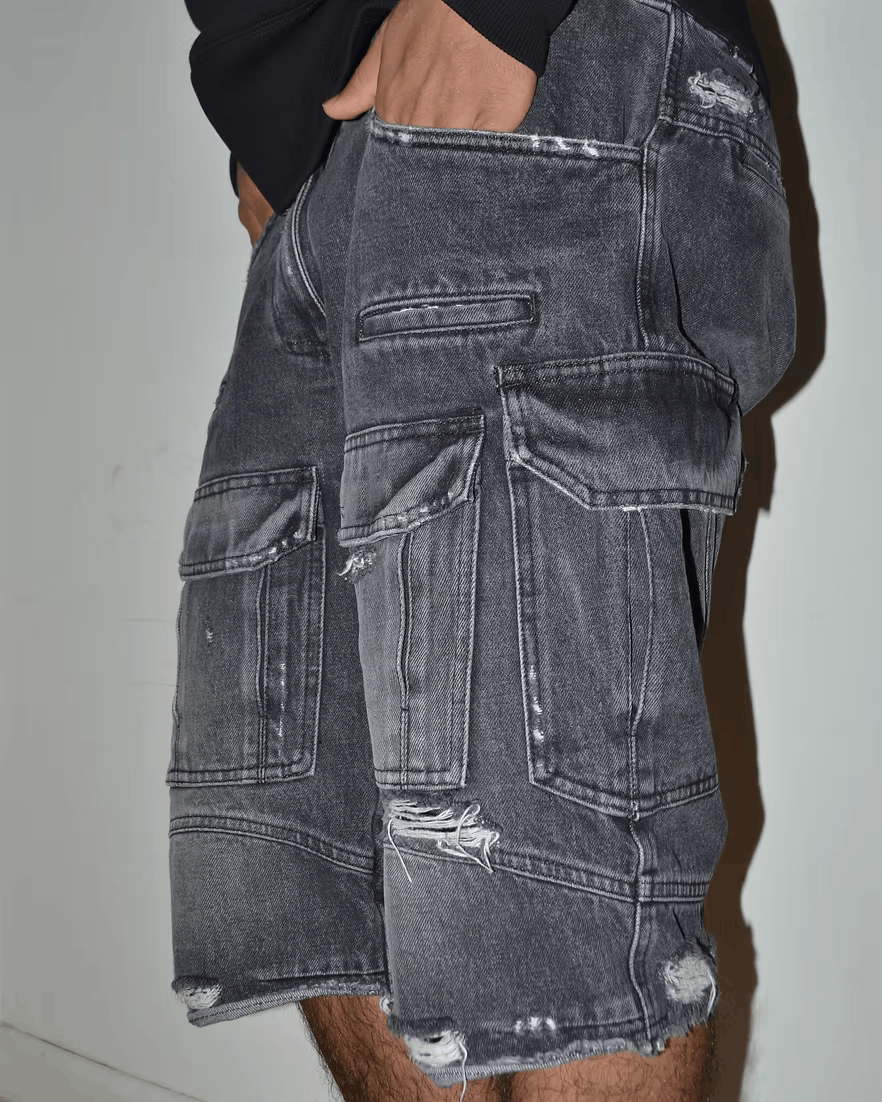 Givenchy SS2023 by Matthew Williams Distressed Denim Cargo Shorts Size US 30 / EU 46 - 7 Thumbnail
