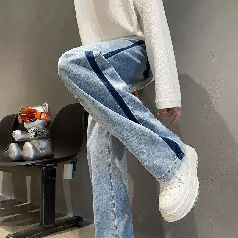 Japanese Brand Loose straight leg spliced jeans Size US 32 / EU 48 - 4 Thumbnail
