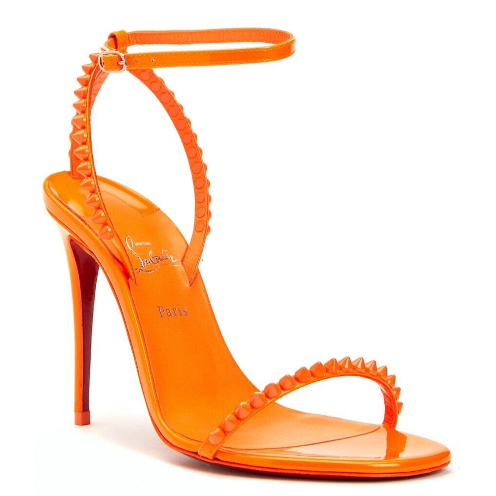 Christian Louboutin So Me 100 Orange Spike Sandals