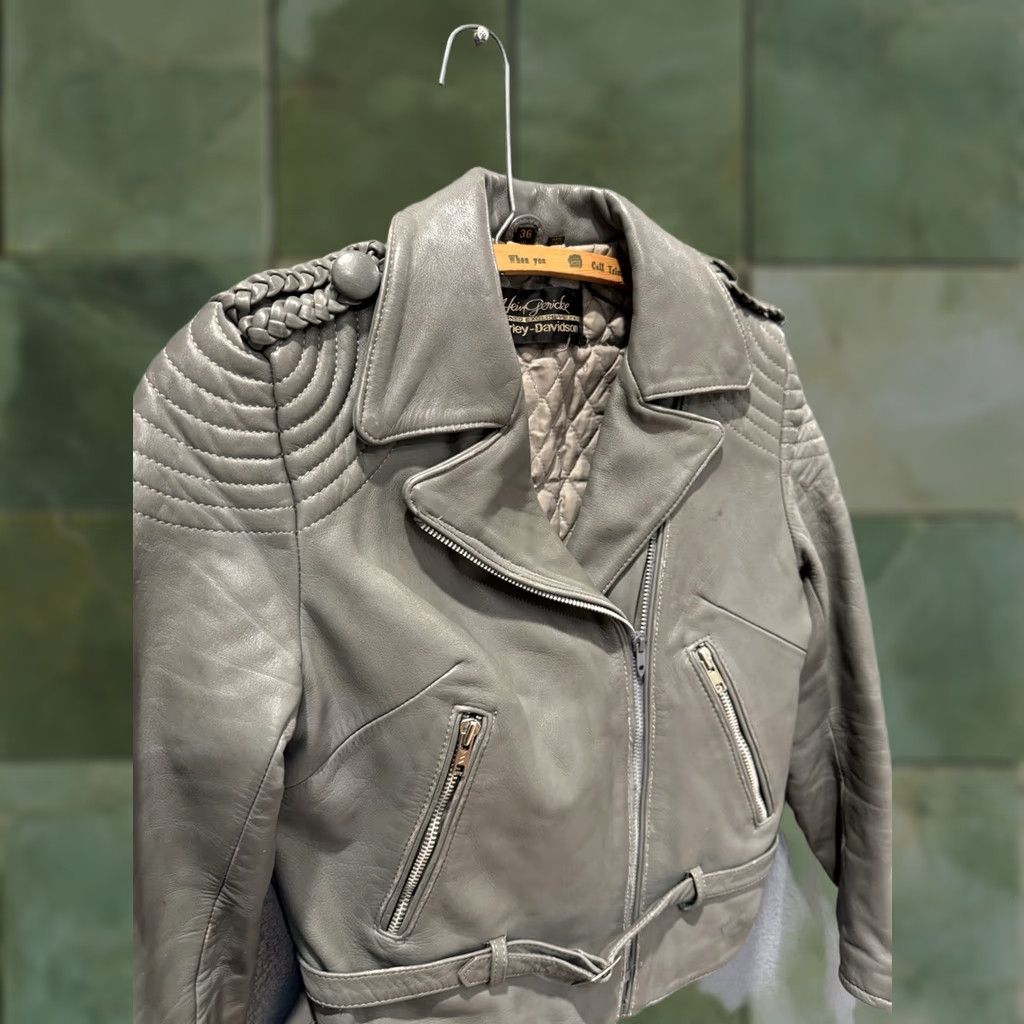 Harley Davidson VINTAGE Harley-Davidson Hein Gericke Gray Leather Biker Jacket Women 36 Sz 36 Leather Motorcycle 70s Size XS / US 0-2 / IT 36-38 - 1 Thumbnail