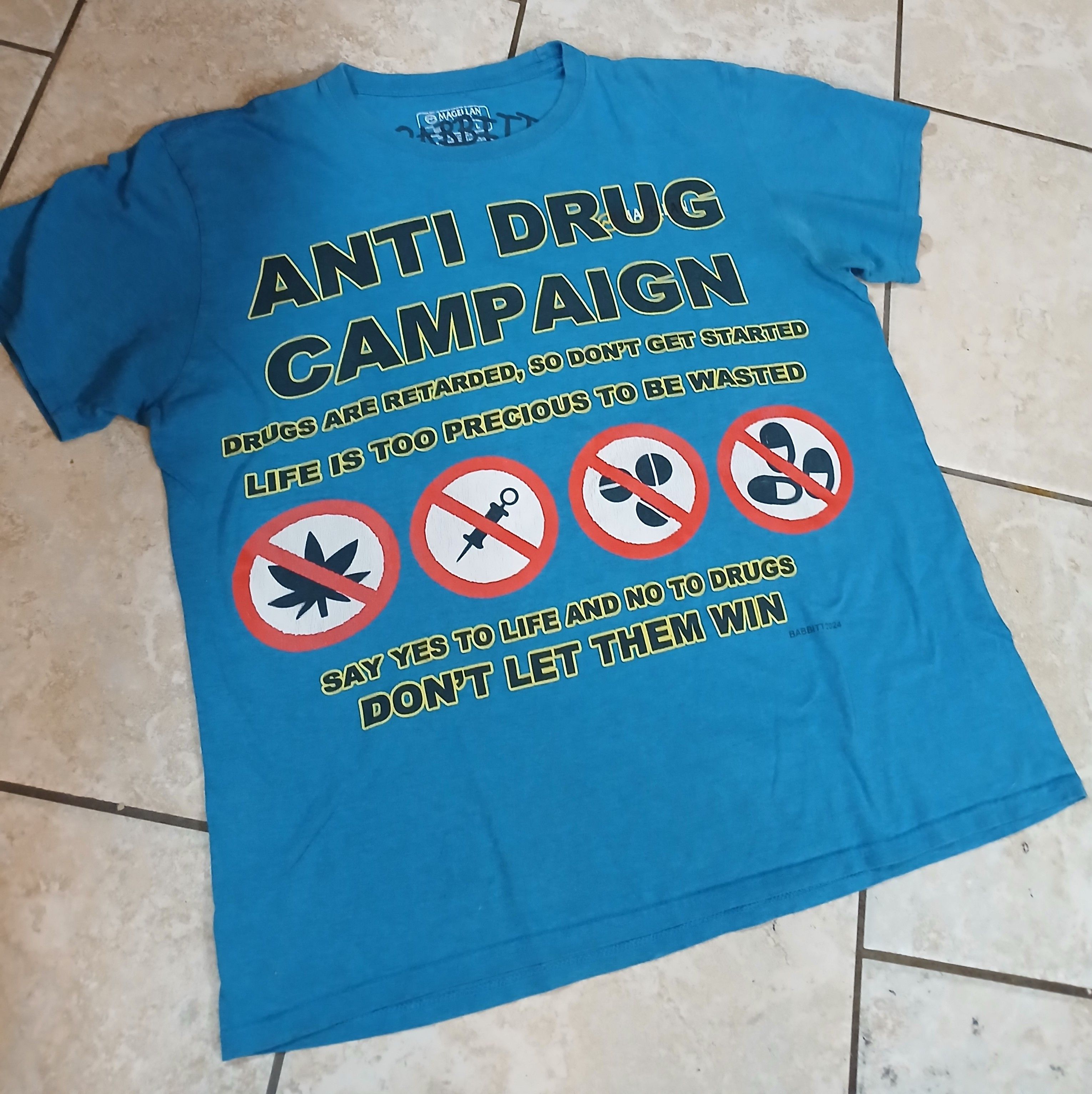 Asspizza L - BABBITT ASSPIZZA 2024 Anti Drug Campaign Blue T Shirt Size US L / EU 52-54 / 3 - 2 Thumbnail