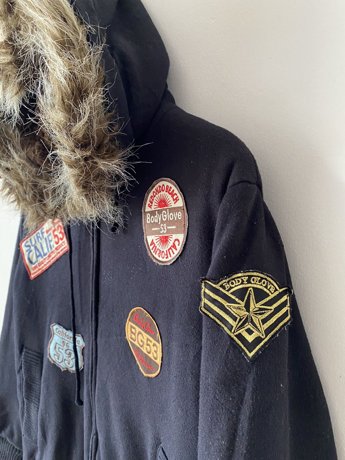 Le Grande Bleu (L.G.B.) Vintage Body Glove Zipper Hoodie Faux Fur Size US M / EU 48-50 / 2 - 10 Thumbnail
