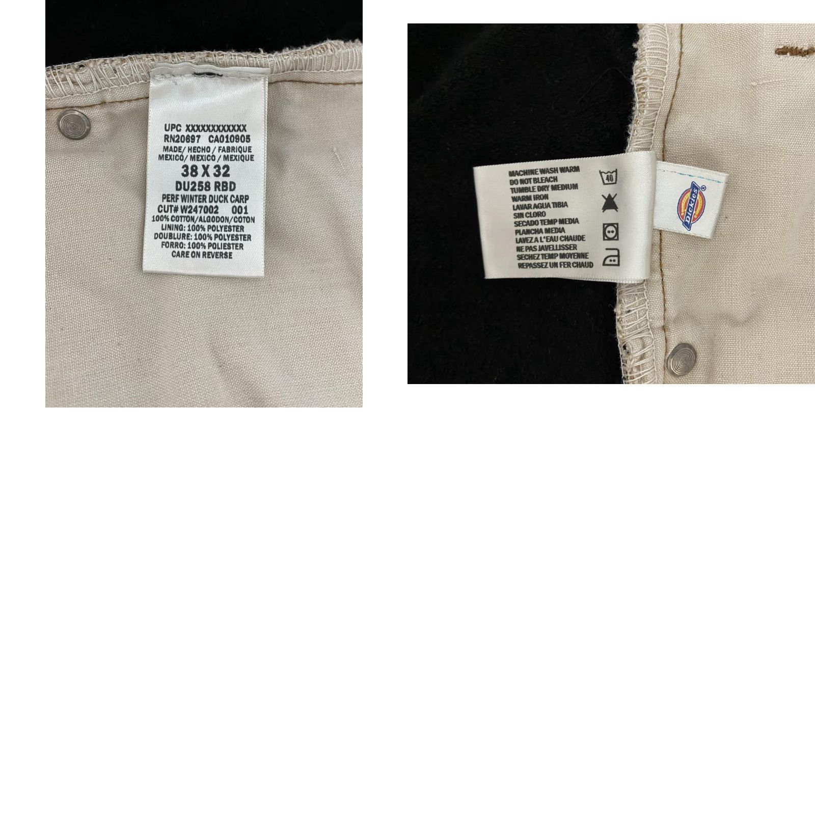 Dickies Dickies Carpenter Pants Mens 38x32 Brown Duck Canvas Workwear DU258 Lined Insulated Pockets Size US 38 / EU 54 - 10 Thumbnail