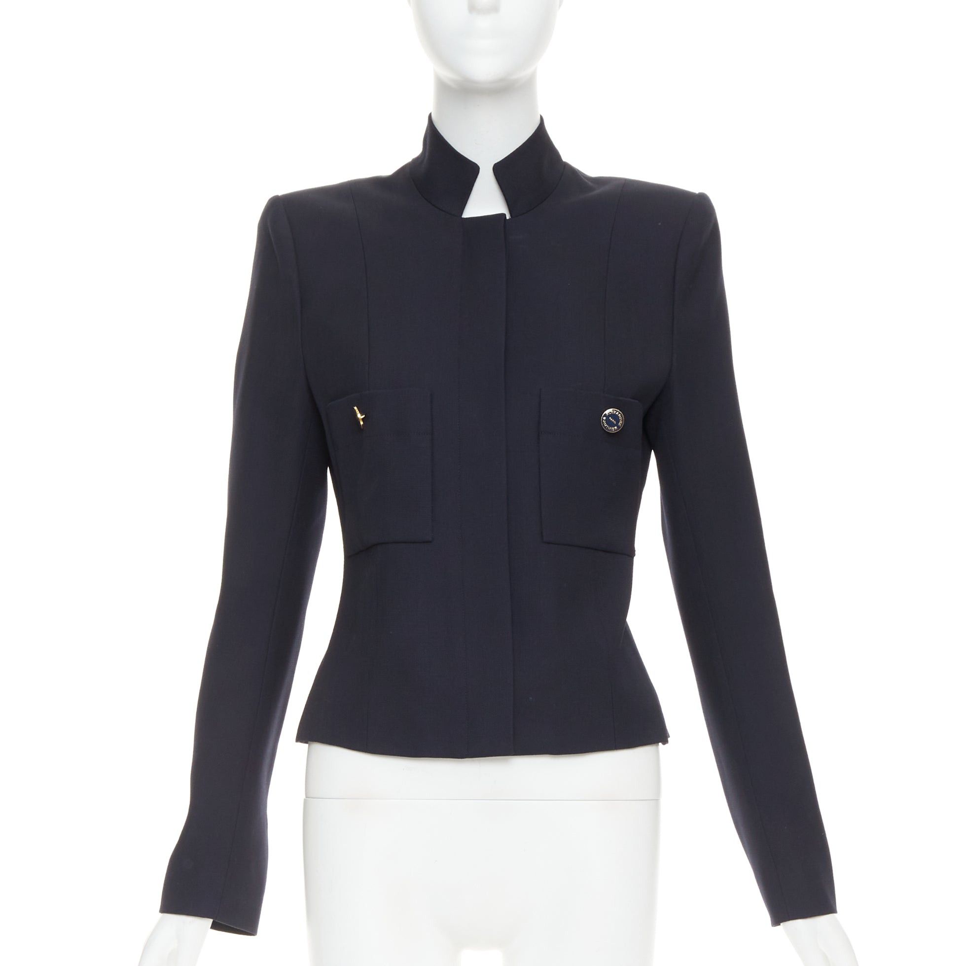 Alexandre Vauthier ALEXANDRE VAUTHIER COUTURE AW2023 Runway navy cropped military collar officer jacket Size S / US 4 / IT 40 - 1 Thumbnail