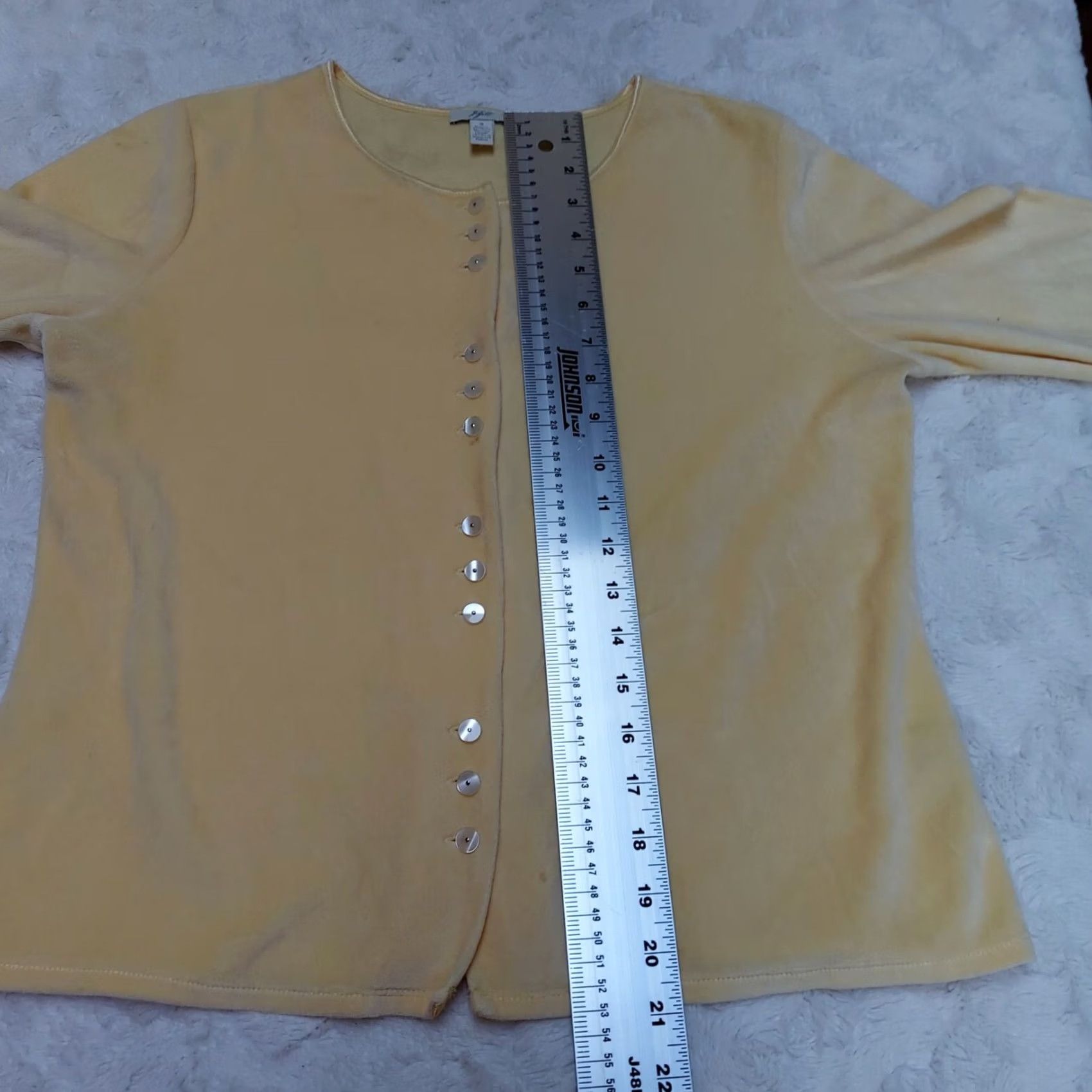 J. Jill J.Jill Womens Cardigan Velour Velvet Lace-Cuff Button Front Yellow Small Size S / US 4 / IT 40 - 4 Thumbnail