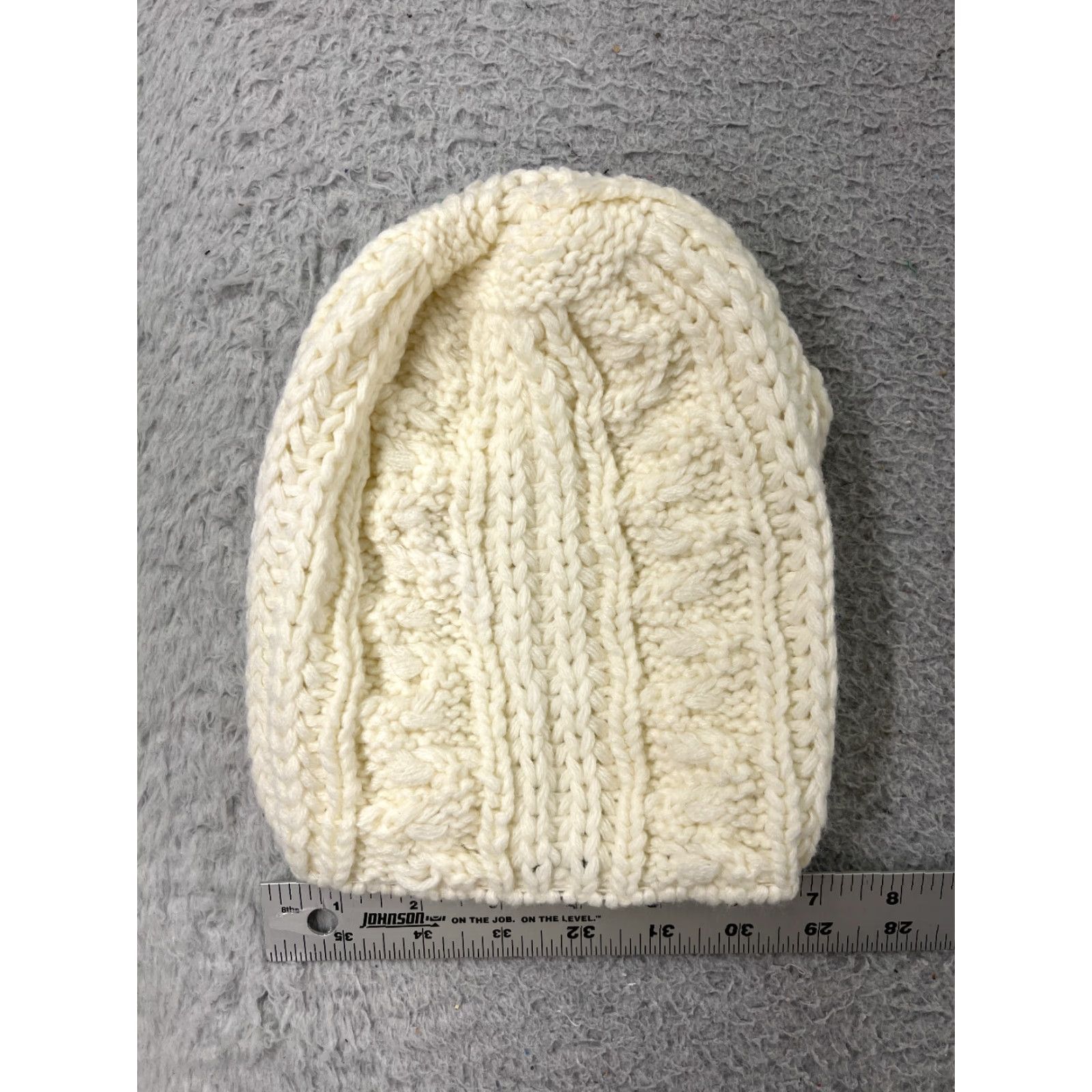 Joe Boxer Joe Boxer Beanie Womens One Size Ivory White Cable Knit 100% Acrylic Ski Size ONE SIZE - 3 Thumbnail