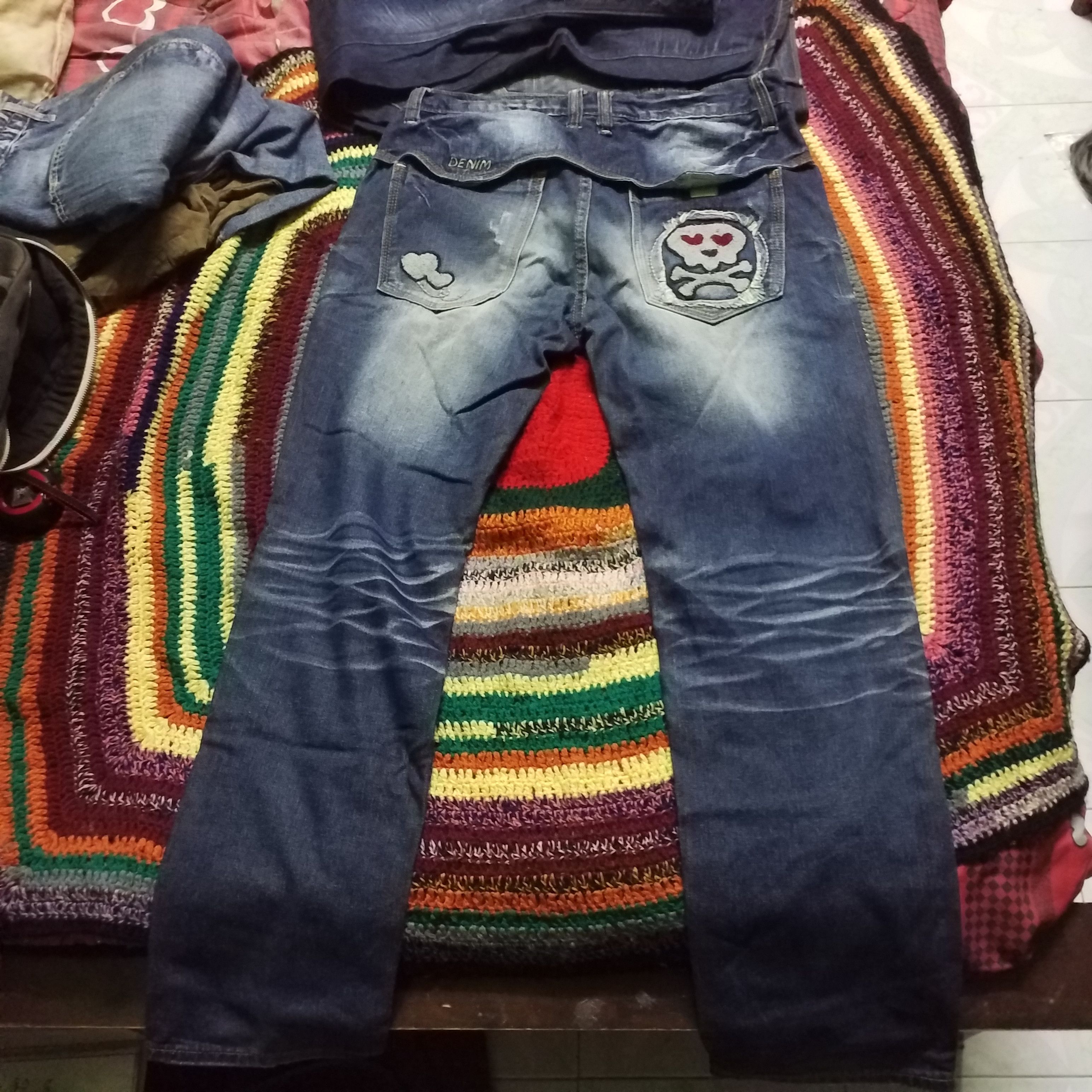 Japanese Brand DENIM SKULL IN LOVING PATCHWORK DESIGN VERY NICE UNISEX Size 36" / US 14 / IT 50 - 6 Thumbnail