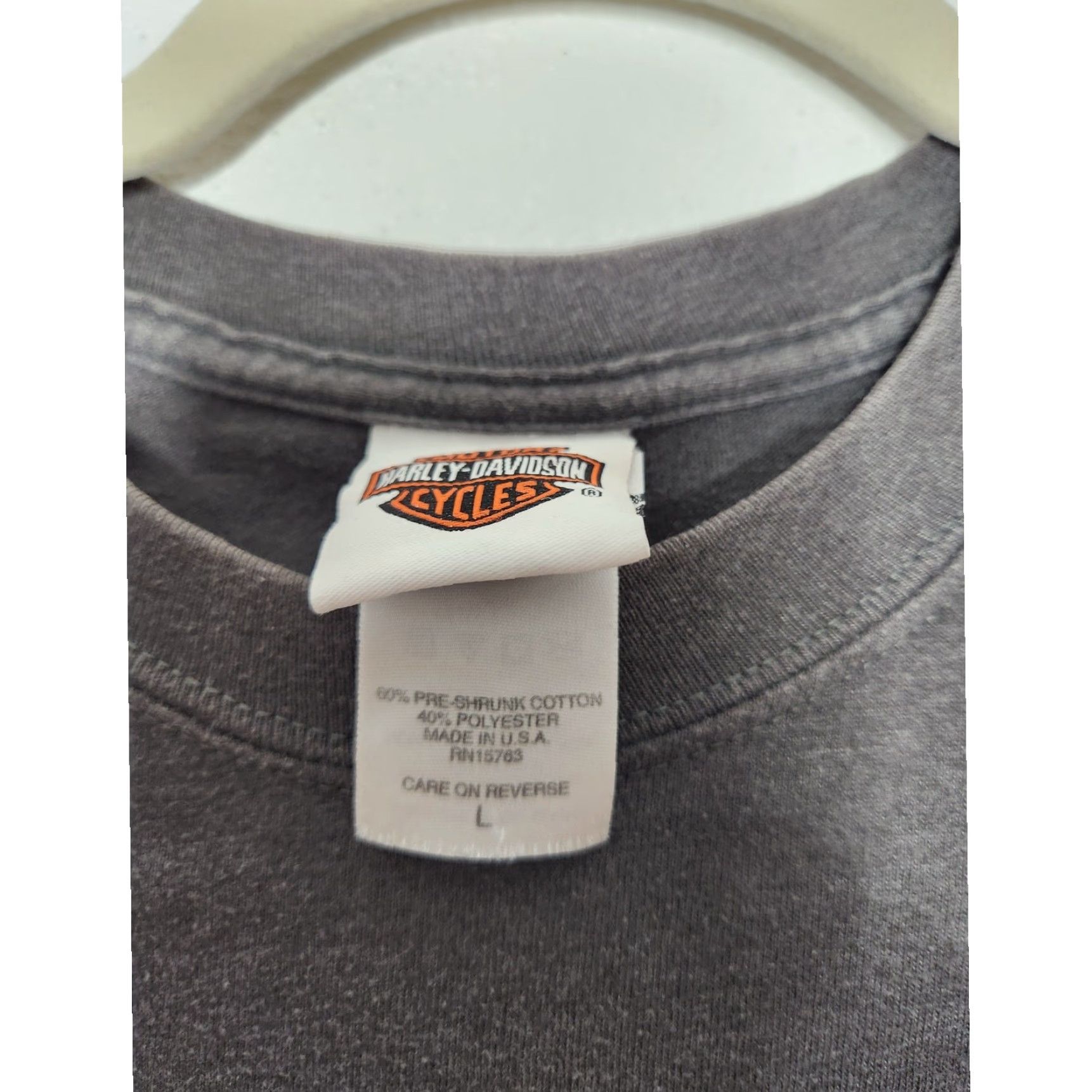 Harley Davidson VINTAGE Harley Davidson Long Sleeve Shirt Unisex Adults Large Gray Double Sided Skulls Faded 90s 00s Y2K Grunge emo punk coquette gothic Size US L / EU 52-54 / 3 - 3 Thumbnail