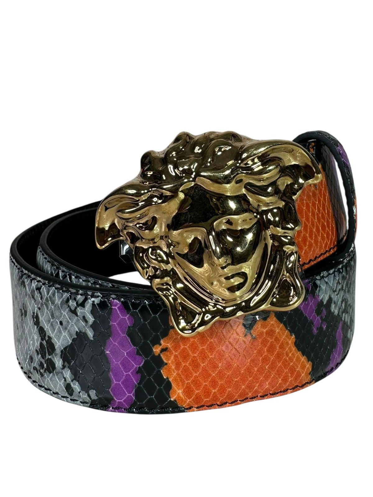 Versace Versace Python-Print Medusa Belt Unisex Size ONE SIZE - 1 Thumbnail