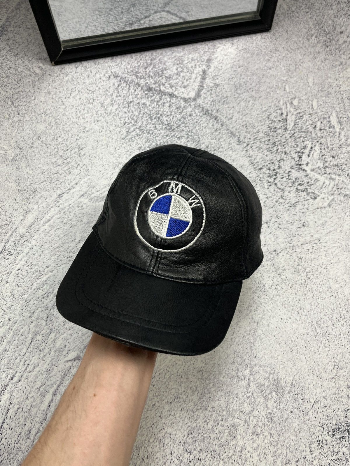 Vintage Vintage BMW Leather Racing Cap Hat Moto 90’s Grand Prix Y2k Size ONE SIZE - 1 Thumbnail