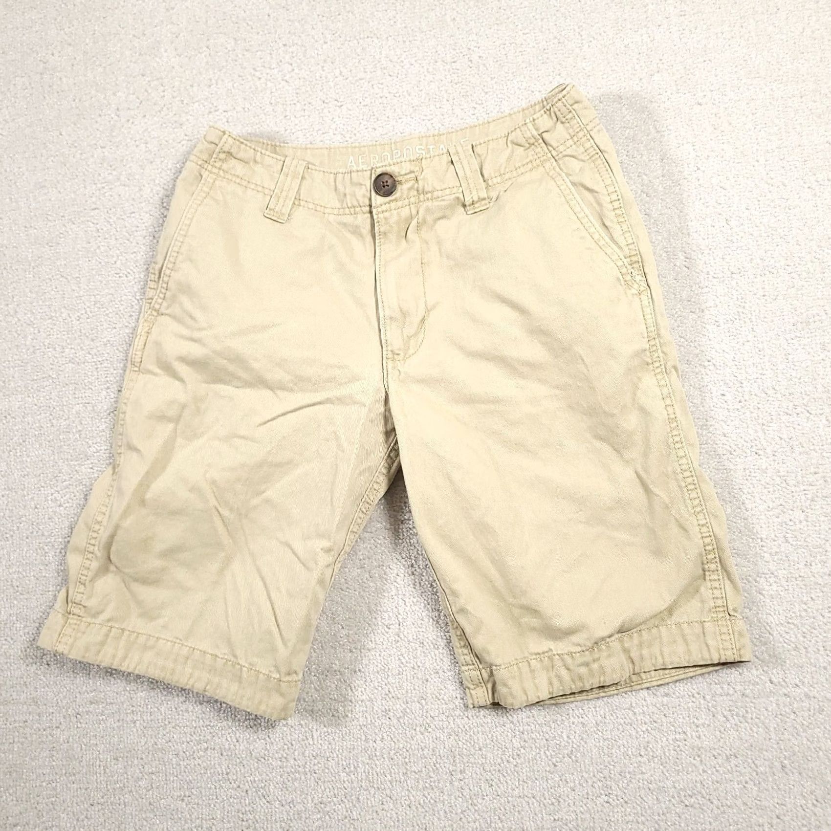Vintage Aeropostale Bermuda Shorts Womens 27 Beige Khaki Cotton Casual - Good Used Condition Size 27" / US 4 / IT 40 - 2 Thumbnail