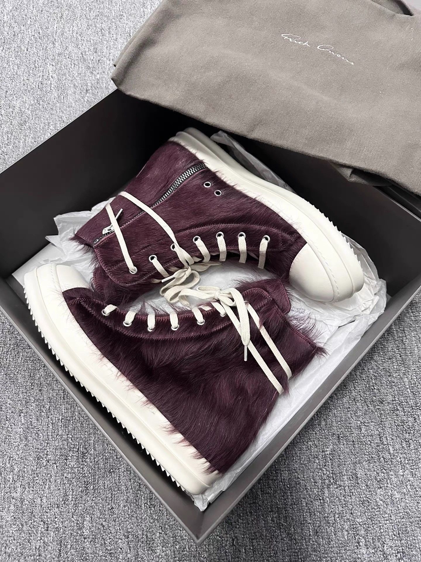 Rick Owens Rick Owens 23FW Purple Pony Hair High-Top Sneakers K34 Size US 6 / IT 36 - 3 Thumbnail