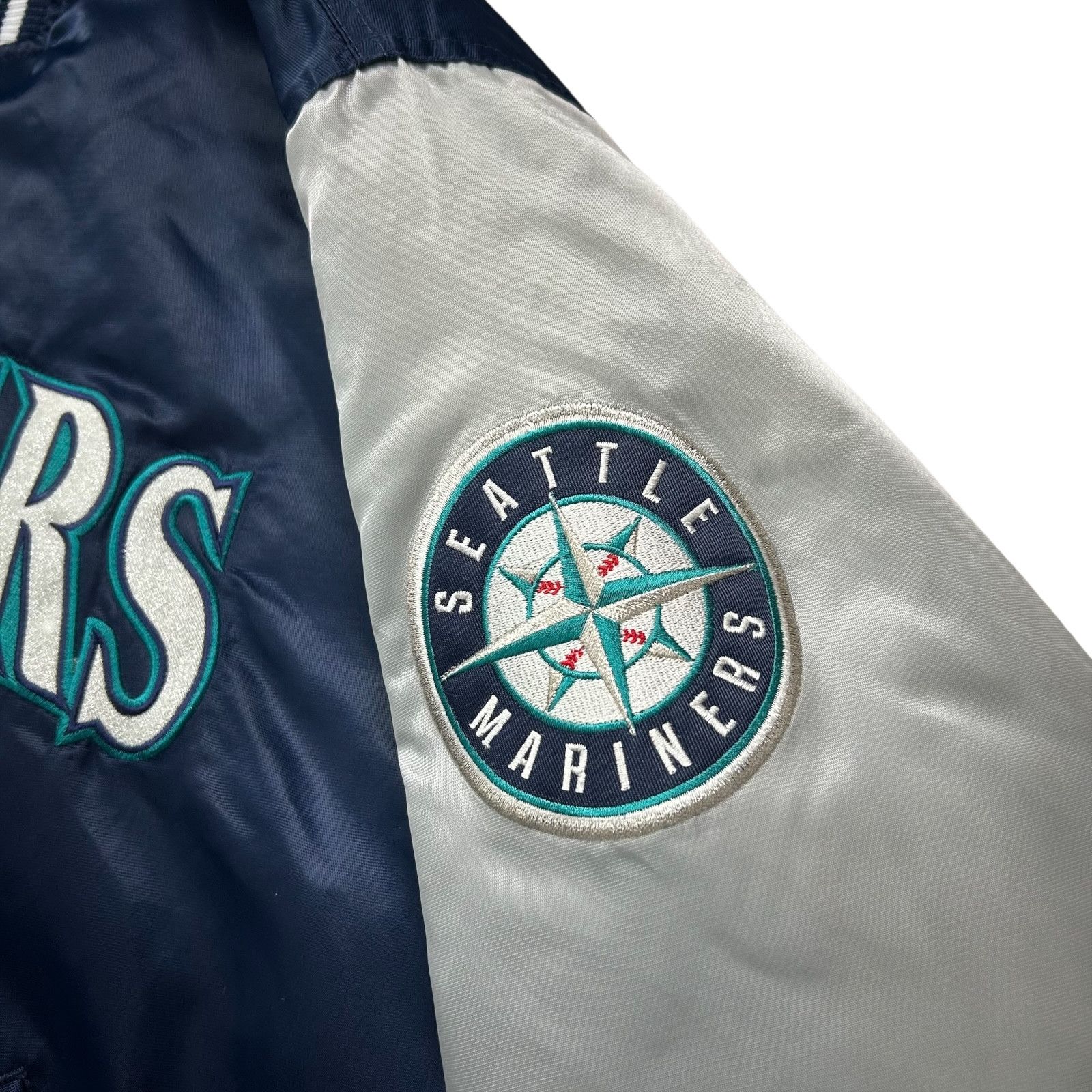 MLB VTG 90s SEATTLE MARINERS STARTER DIAMOND SATIN JACKET Size US L / EU 52-54 / 3 - 3 Thumbnail