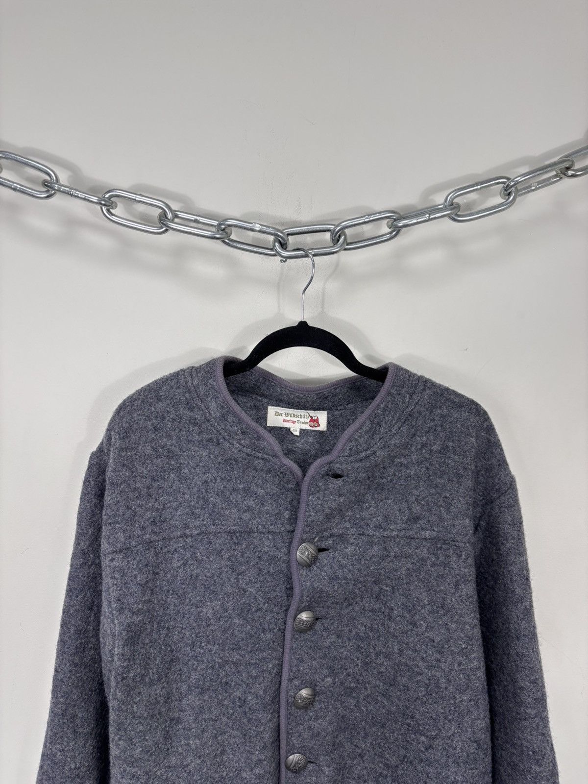 Other Vintage Der Wildschutz Trachten Grey Wool Cardigan Jacket Size L / US 10 / IT 46 - 2 Thumbnail